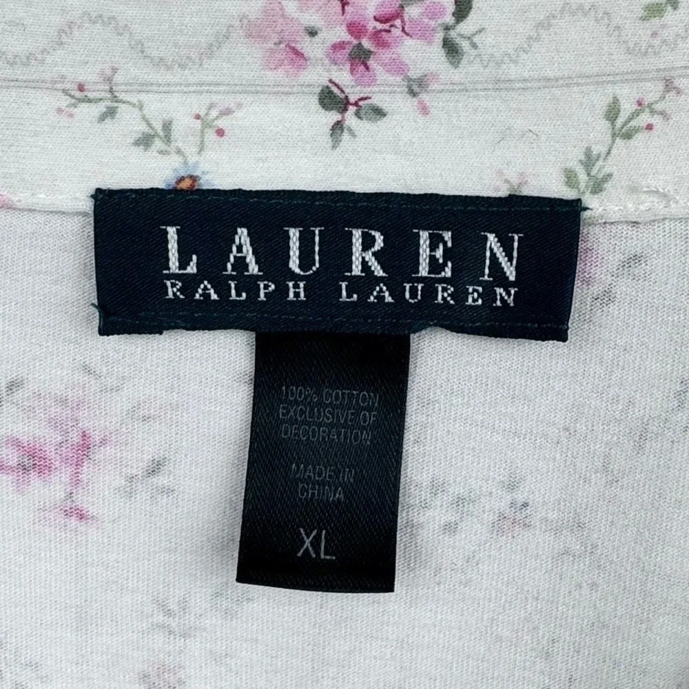 LRL Lauren Ralph Lauren Women's XL Floral Nightshirt Cotton Sleep Dress - Picture 3 of 7